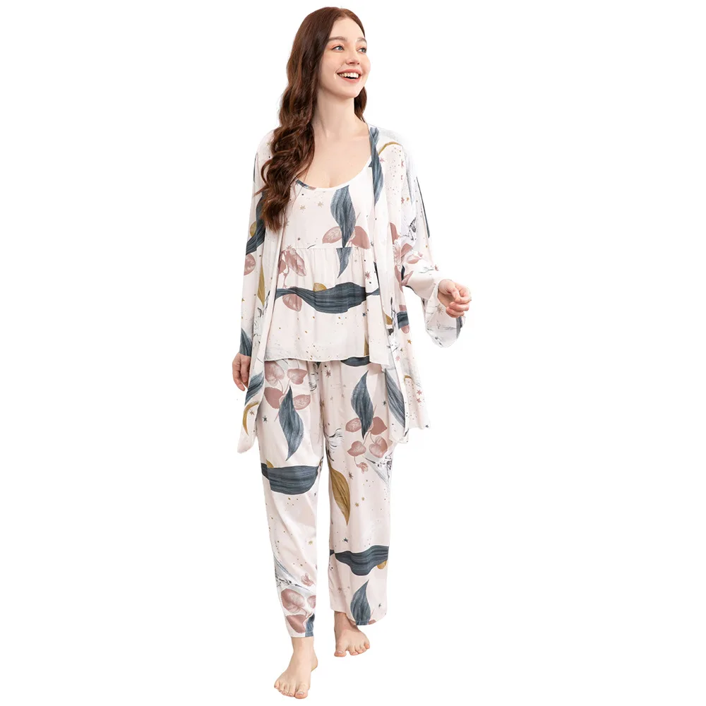 Plus Size S-3XL Women Pajama Sets 100% Viscose Cotton Printing  Loungewear Loose Comfortable Women Pijamas Felpa