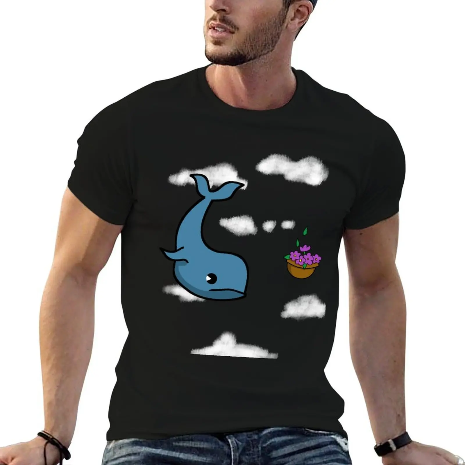 Falling form the SKY Whale and Bowl of Petunias T-Shirt new gifts and t-shirts summer tops fruit of the loom mens t shirts