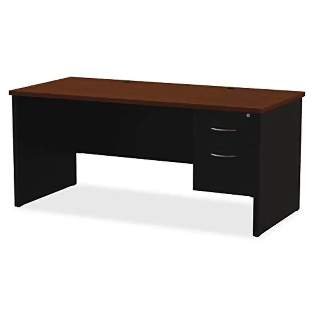 

Steel Pedestal Desk with Walnut Laminate Finish Adjustable 2-Drawer Design