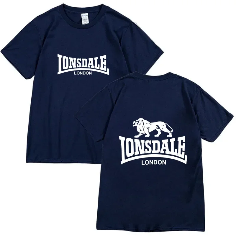 LONSDALE Funny Printed T-Shirt For Men Fashion Casual Loose Cotton Clothing Crewneck Breathable Tshirt Hip Hop Tees