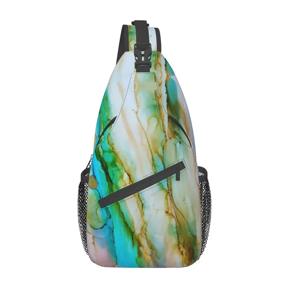 Customized Multi Colored Marble Sling Bag for Men Fashion Shoulder Chest Crossbody Backpack Travel Hiking Daypack