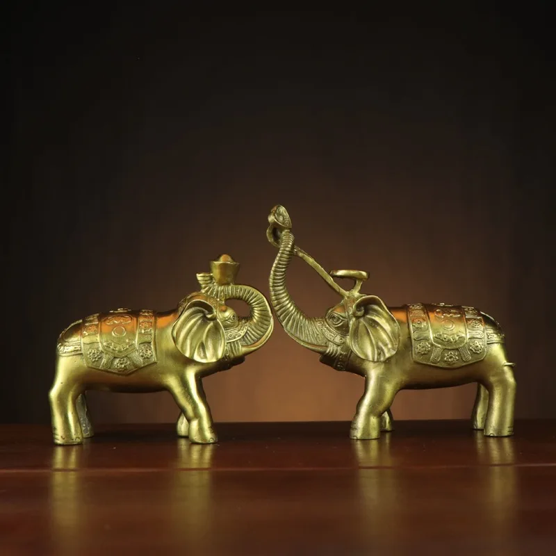 Copper , Brass , Auspicious , Water-Absorbing Elephant, Home And Office Desktop Gift Ornament, Ingot Elepha