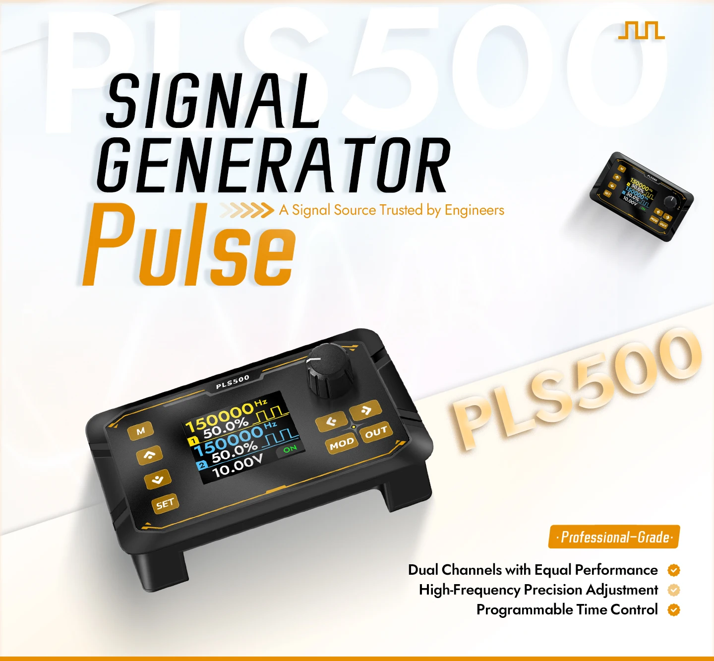 PLS500 Pulse PWM 1Hz~500kHz Signal Generator Time Adjustment and Programmable Duty Cycle for Electrician Tool
