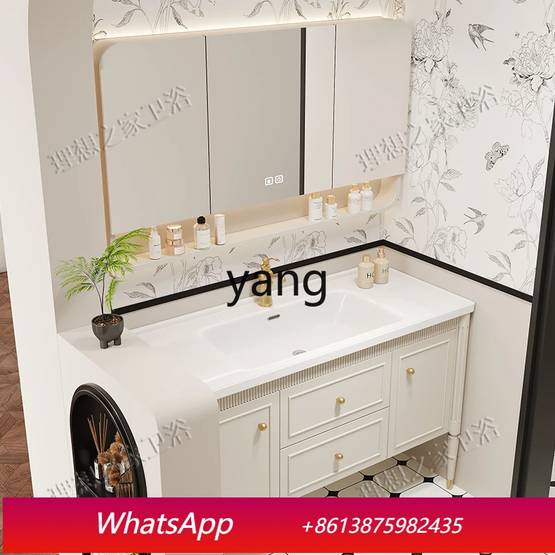 

LH cream wind bathroom cabinet rock slab ceramic integrated basin combination toilet