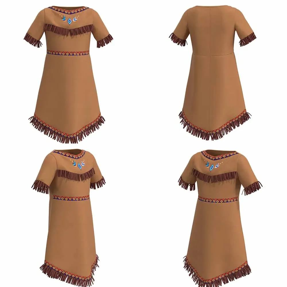 Costume d'halloween, Cosplay amérindien indien, couvre-chef pour filles africaines, Costume de danse, vêtements folkloriques de la Nation, ensemble de robes pour enfants