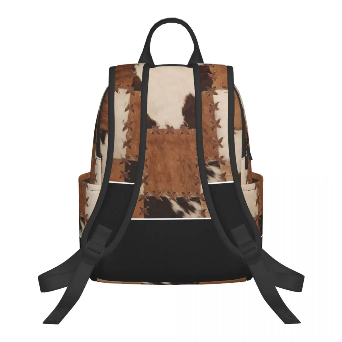 Patchwork Cowhide Rustic Western Decor Student Backpack School Bag Hiking Travel Daypack for Men Women Bookbag Shoulder Bags