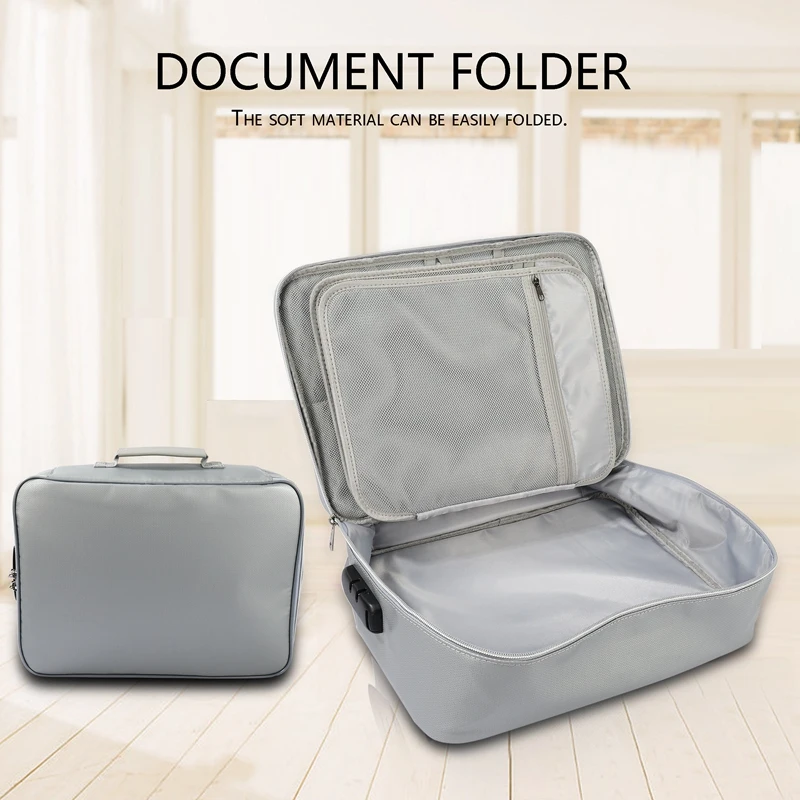 Fireproof Waterproof Document Bag, 4-Layer Storage Bag Set With Code Lock, For A4 / A5 Files Passport