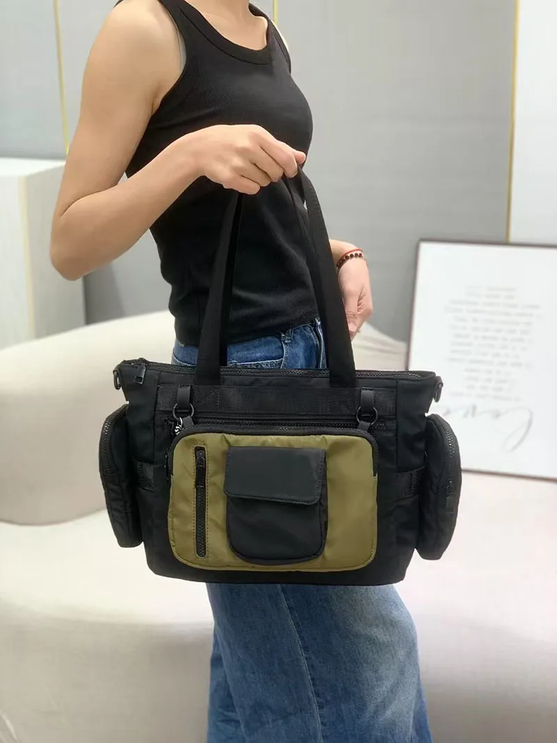 

Повседневные водонепроницаемые нейлоновые женские сумки на плечо, модная сумка-тоут большой вместимости со вставками, большая сумка через плечо со съемными кошельками