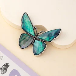 Fine Natural Shell Butterfly Brooches Trendy Zinc Alloy Brooch Badge Pin for Women Dress Coat Brooch Pin Gifts Accessories