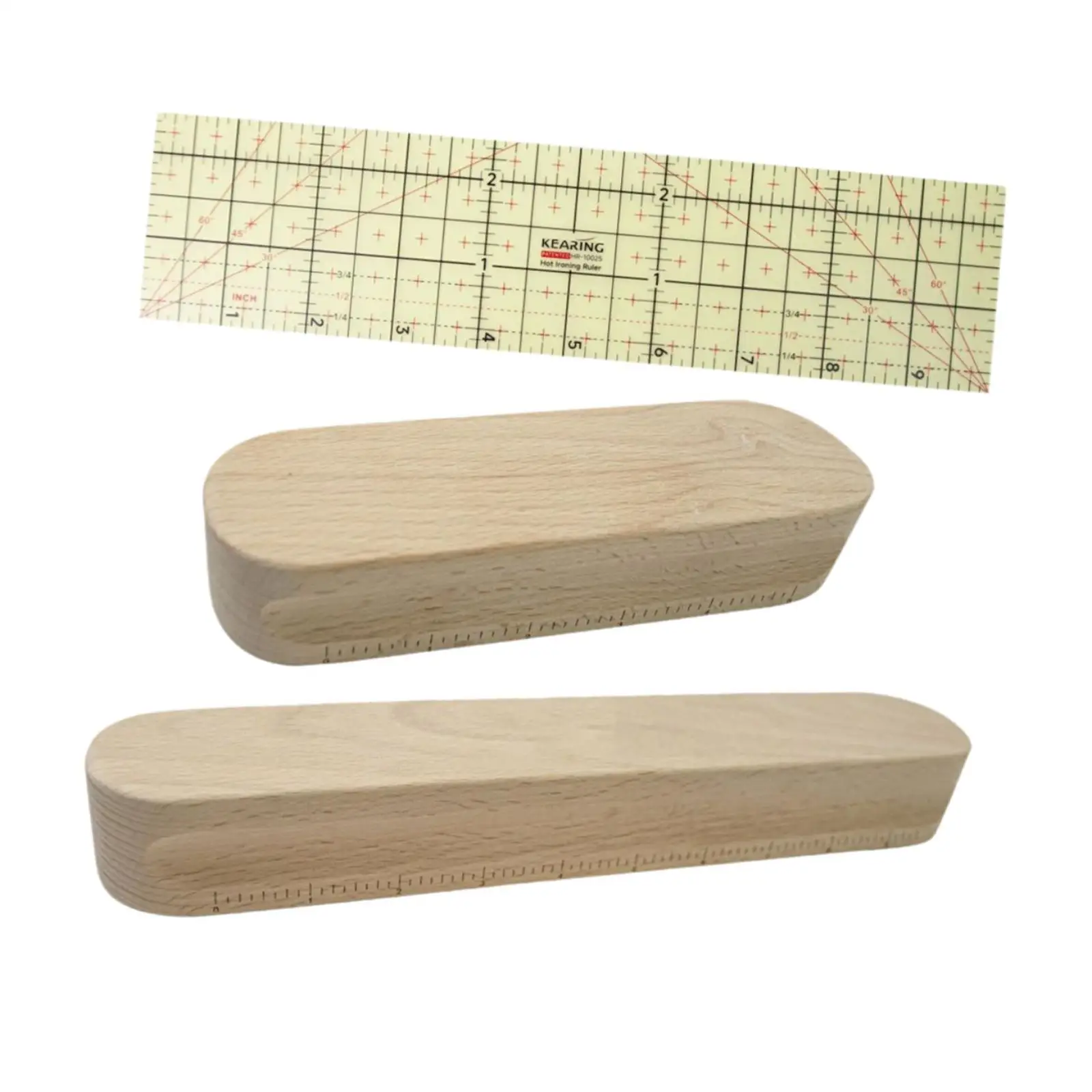 3Pcs Hardwood Tailors Clapper and Ruler Steam Ironing Press Ruler Tailors Clapper Set