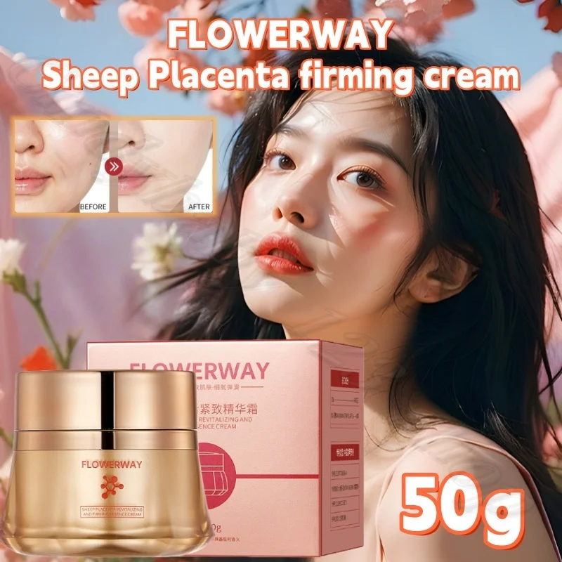 FLOWERWAY sheep placenta firming cream anti-aging desalination fine lines repair muscle bottom brightening skin tone cream 50g
