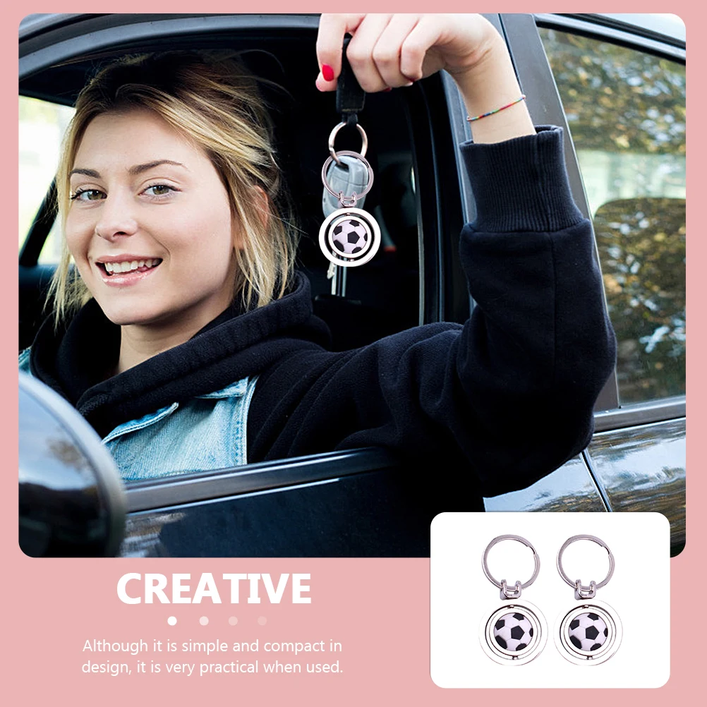 

2pcs Football Keychain Soccer Accessories Rotary Balls Chain Sports Fan Gift Decorative Pendant Bag Hanging Keyring Adorable