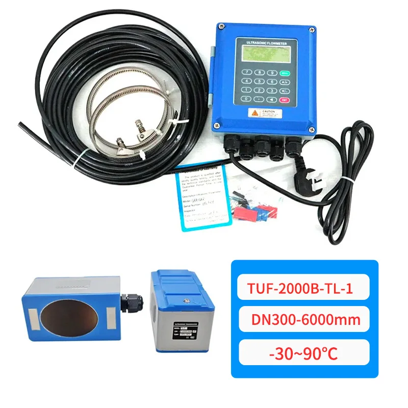 TUF-2000B Wandgemonteerde ultrasone flowmeter TUF-2000M Modulaire ultrasone waterstroommeter DN15-700 Digitale vloeistofstroomtransdcer