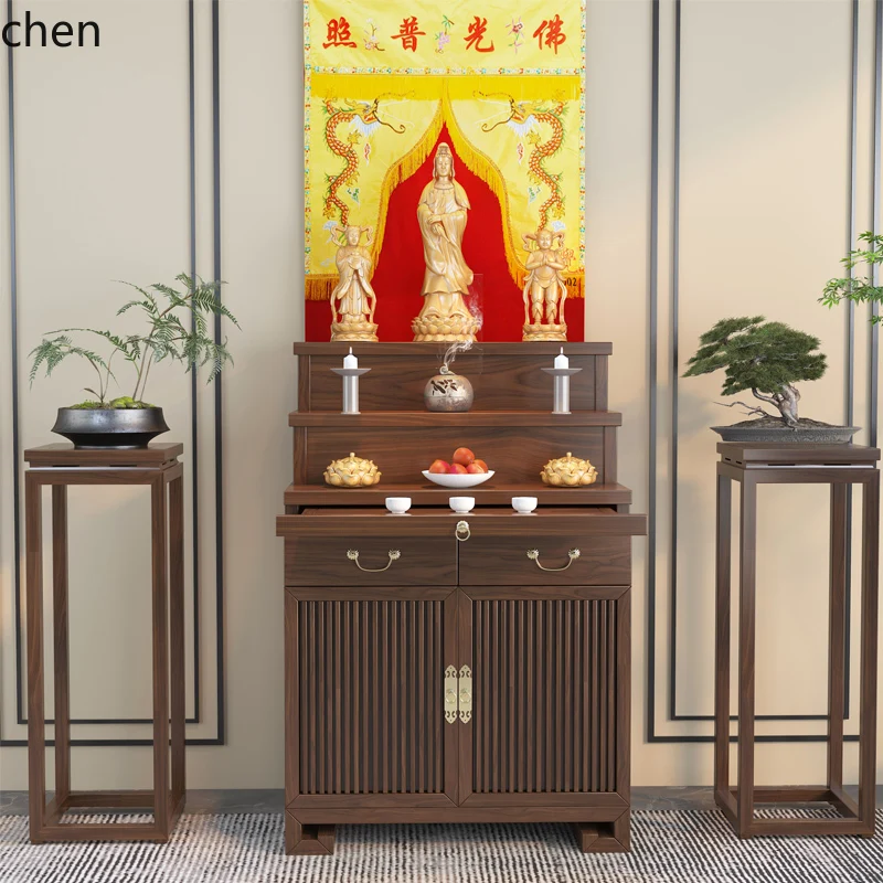ZML Solid Wood Ladder Offering Table Three-layer Steps Offering Table Incense Table Noble Cave Buddhist Terrace