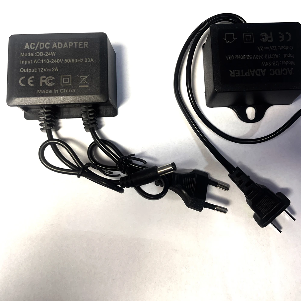 12V2A IP66 Tahan Air untuk Daya Kamera AC Luar Ruangan 100V-240V Adaptor Konverter DC 2000mA Pasokan LED EU Colokan AS 5.5Mm X 2.1-2.5Mm