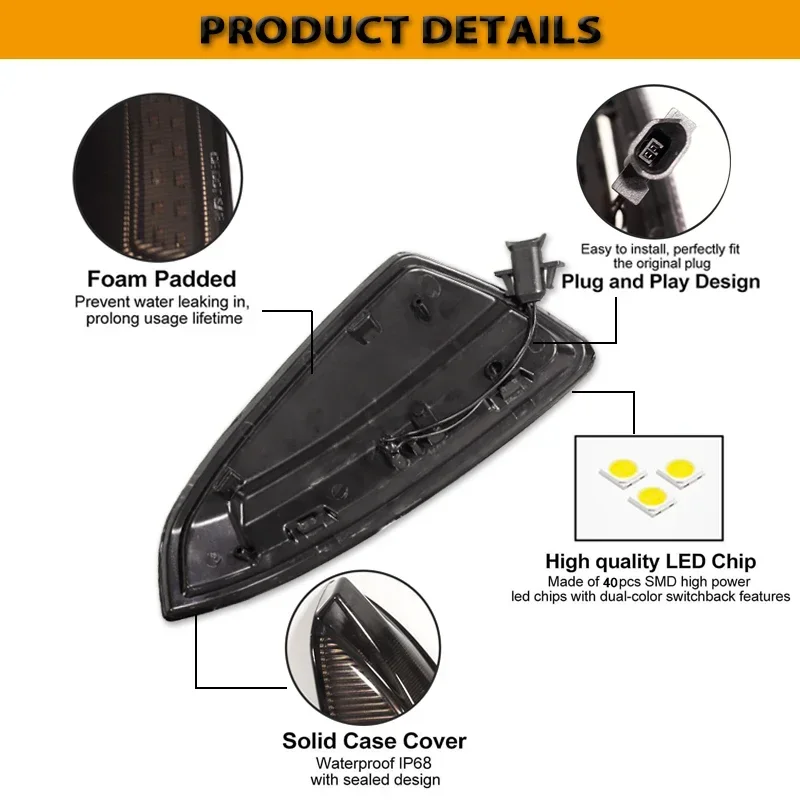 لمرسيدس بنز فيانو/فيتو حافلة/MIXTO BOX W639 C-Class W204 S204 كهرمان متتابع LED الجانب الأمامي مرآة الرؤية بدوره أضواء الإشارة #4