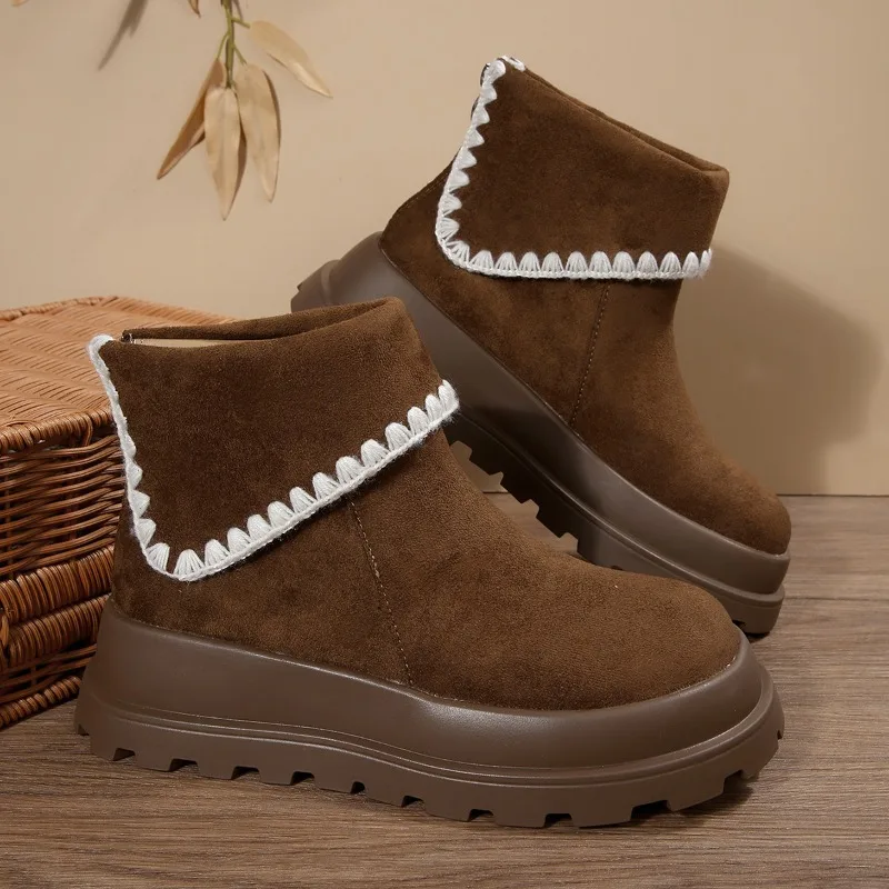 2025 الشتاء منصة مكتنزة الكعوب النساء حذاء من الجلد الدفء الارتفاع زيادة الجوارب القصيرة النساء أحذية Zapatos Mujer