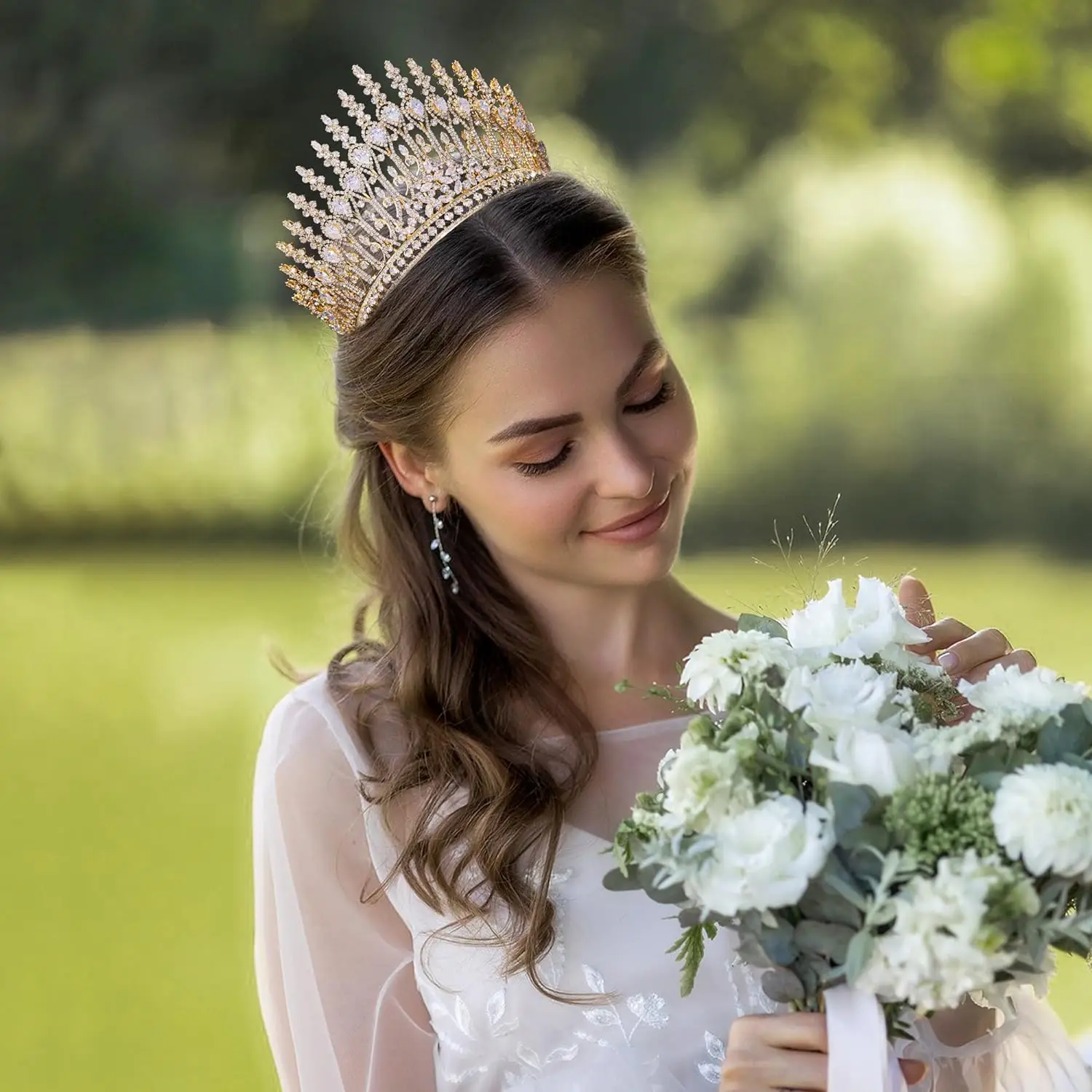 Imagem -06 - Noiva Bulk Wedding Crown Tiaras para Adultos e Meninas Gold Quinceanera Altura 10cm cz