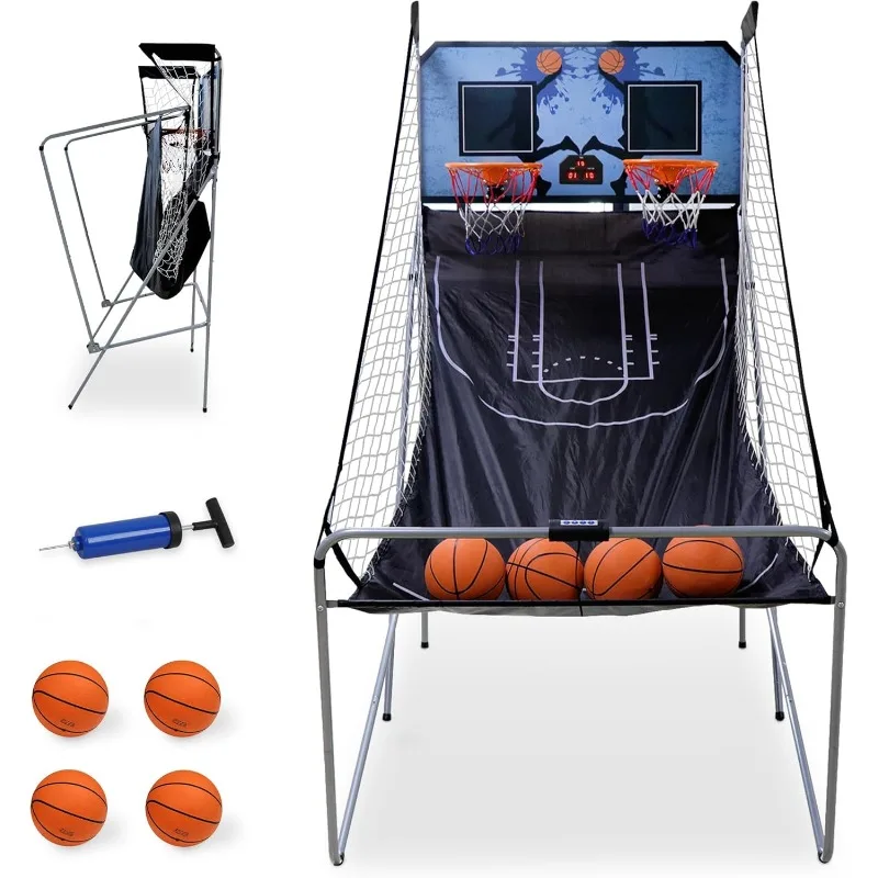 

JupiterForce Foldable Indoor Basketball Arcade Game, Electronic Dual Shot Basketball Hoop Arcade Game Machine with 4 Balls