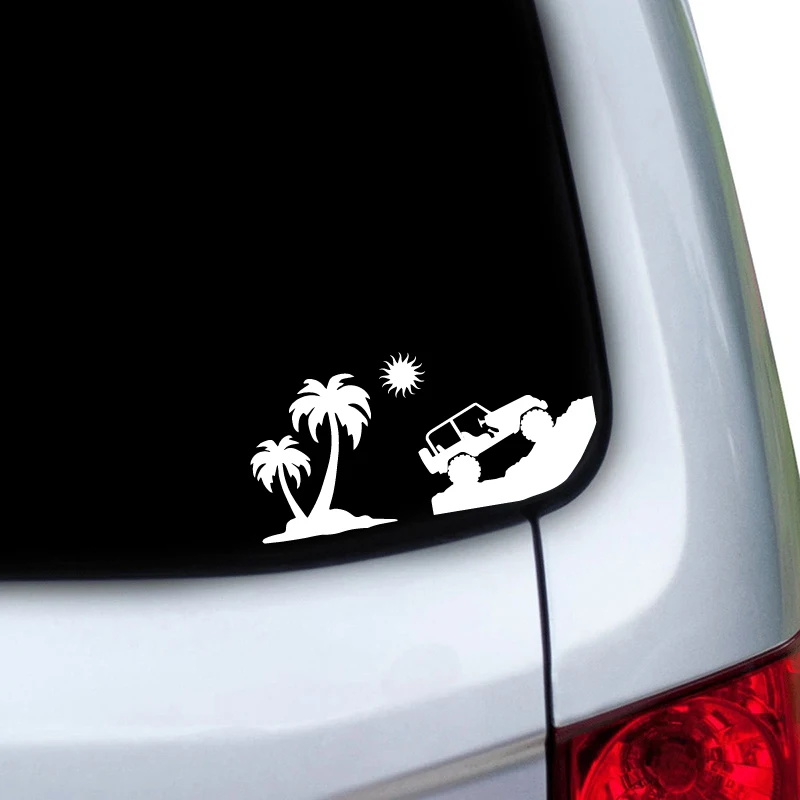 Car Sticker For Jeep Beach Palm Trees Vinyl Sticker Decal For Car Window Windshield Laptop Decoration