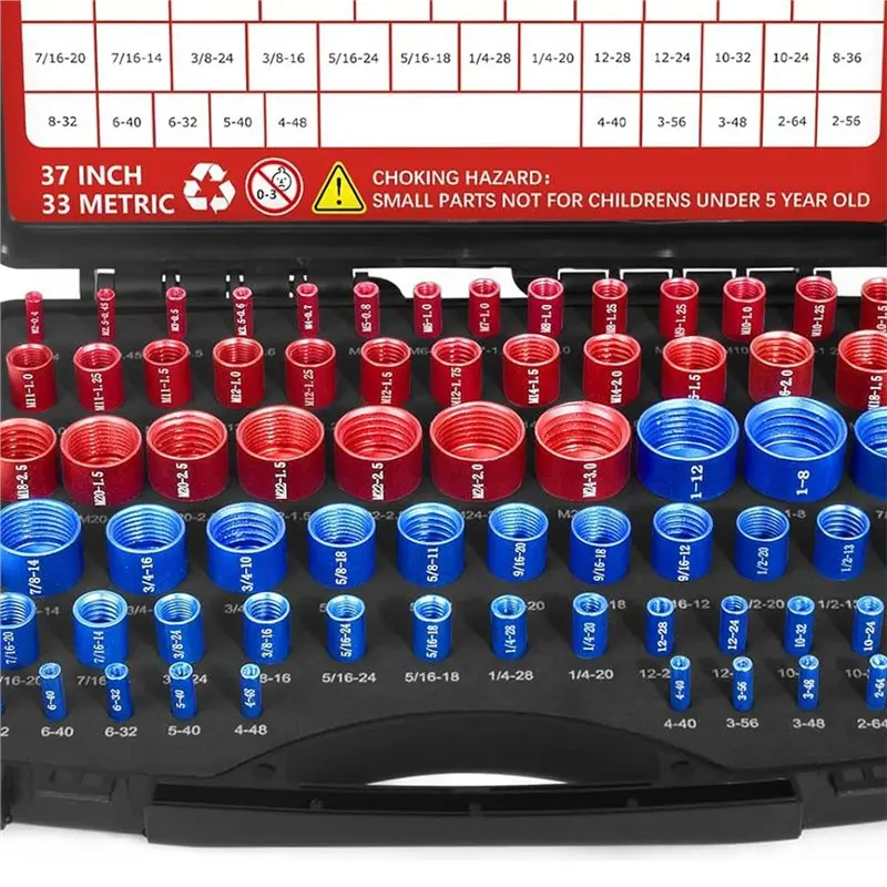 A25F-Gewindemessgerät-Set, 70-teilig, Gewindeprüfer für Muttern und Schrauben, SAE- und metrische Größen mit 37 Zoll und 33 metr – Detail 4