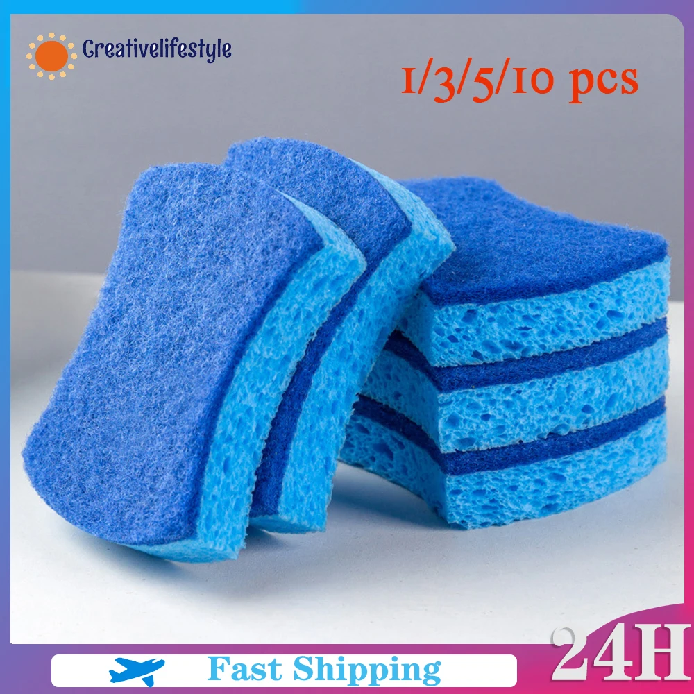 Wood Pulp Cotton Dishwashing Sponge Household Rag Multi Functional Strong Decontamination Scouring Pad Non Stick Kitchen Tools