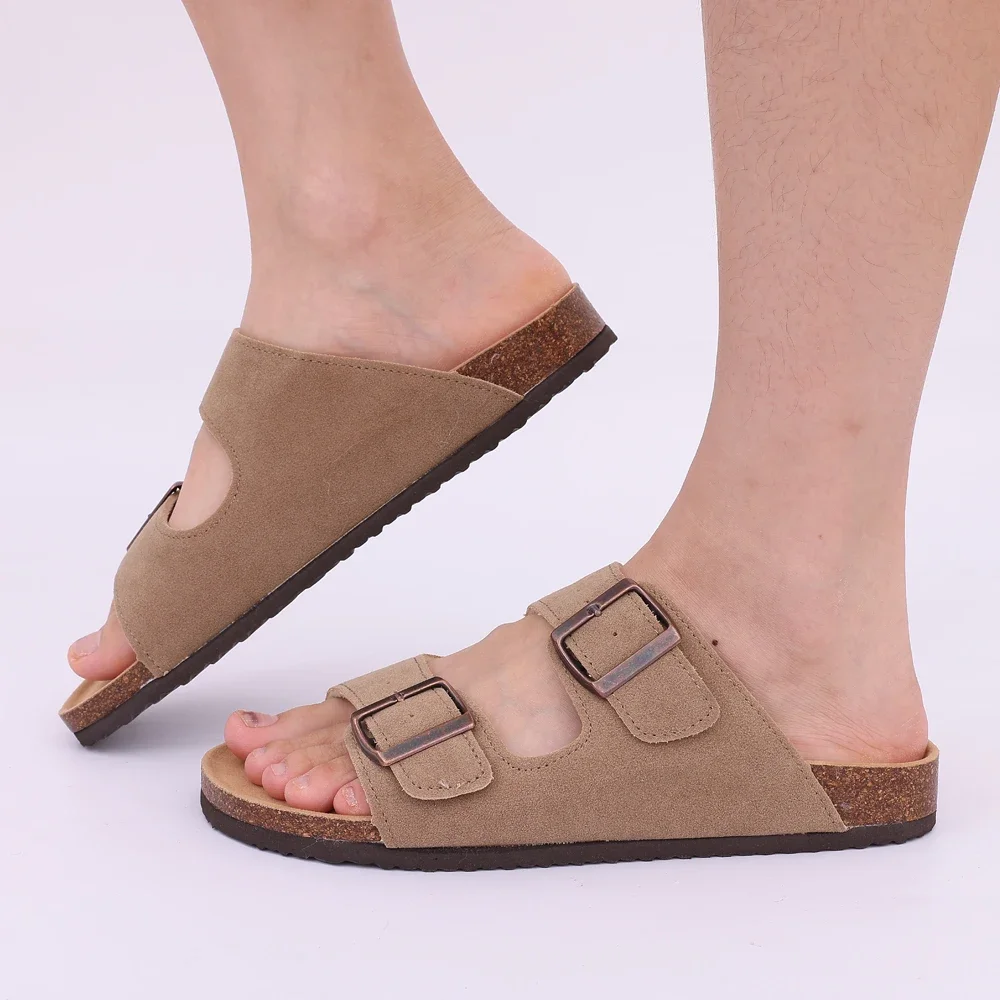 Evshine Women Clogs Sandals New Cork Clogs Slippers Women Outdoor Beach Summer Flat Sandals With Double Buckle Non-slip Slippers