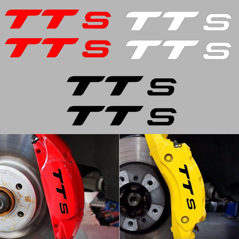 6pcs for Audi TTS Emblem Car Decals Vehicle Caliper Sticker Tire Brake Cover Body Film Styling Auto Wheel Refitted Decoration