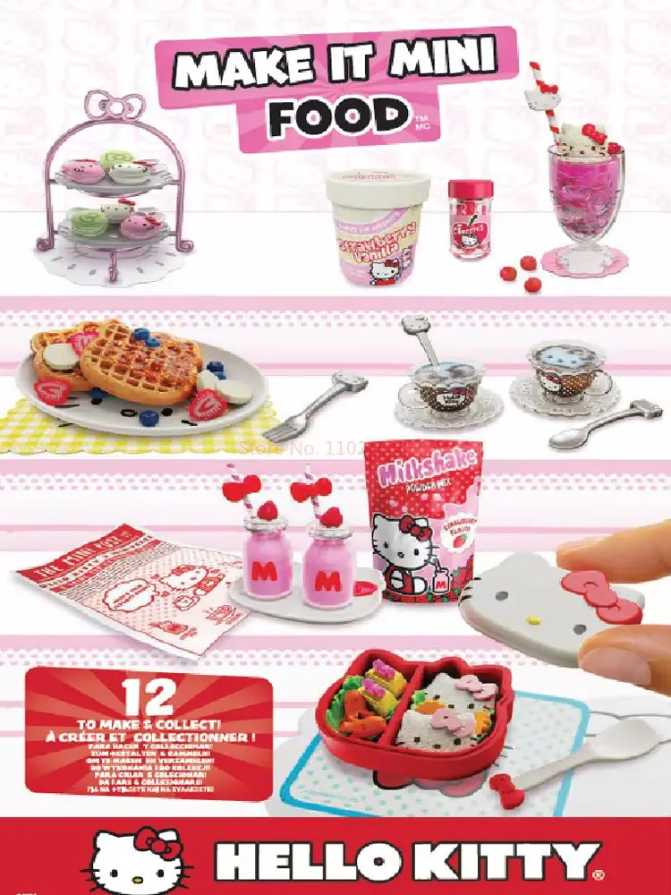 2024 New Hello Kitty Genuine Mga Make It Mini Sanrio Happy Hour Girls Play House Food Collect Blind Box Surprise Toys Gift