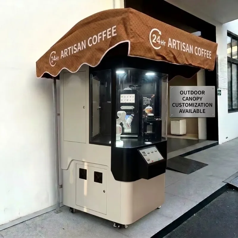 Commercial Robotic Arm Coffee Vending Equipment Automatic Self Service Touch Screen Multiple Drinks Office Building Mall