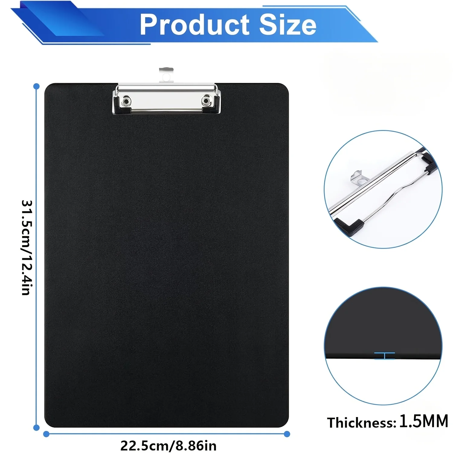 Portapapeles A4 de 1/2 piezas, carpeta con portapapeles, tablero de escritura con clip, clip metálico, adecuado para notas, documentos y dibujos