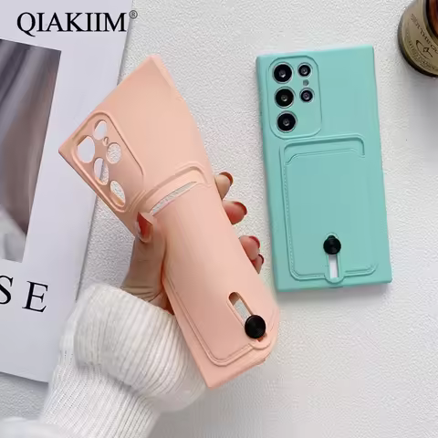 Card Bag Candy Color Phone Case For Samsung Galaxy S22 Ultra S21 Plus S20 FE A52 A72 A51 A71 Shockproof Protection Wallet Cover
