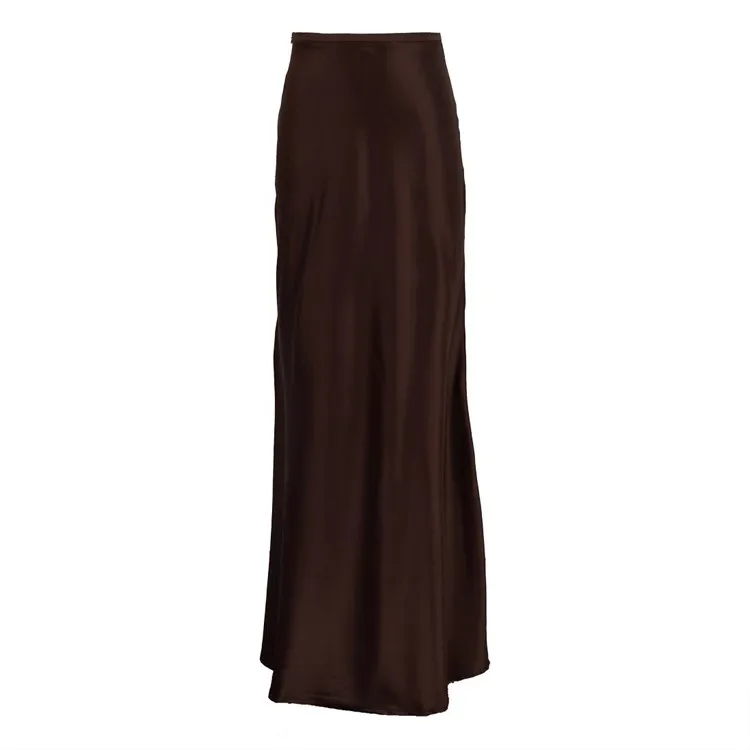 กระโปรงทรงเอไลน์เอวสูงผ้าซาตินสำหรับผู้หญิง คุณภาพพรีเมียม เหมาะสำหรับใส่ทำงาน กระโปรงยาวทรงเข้ารูป สีพื้น