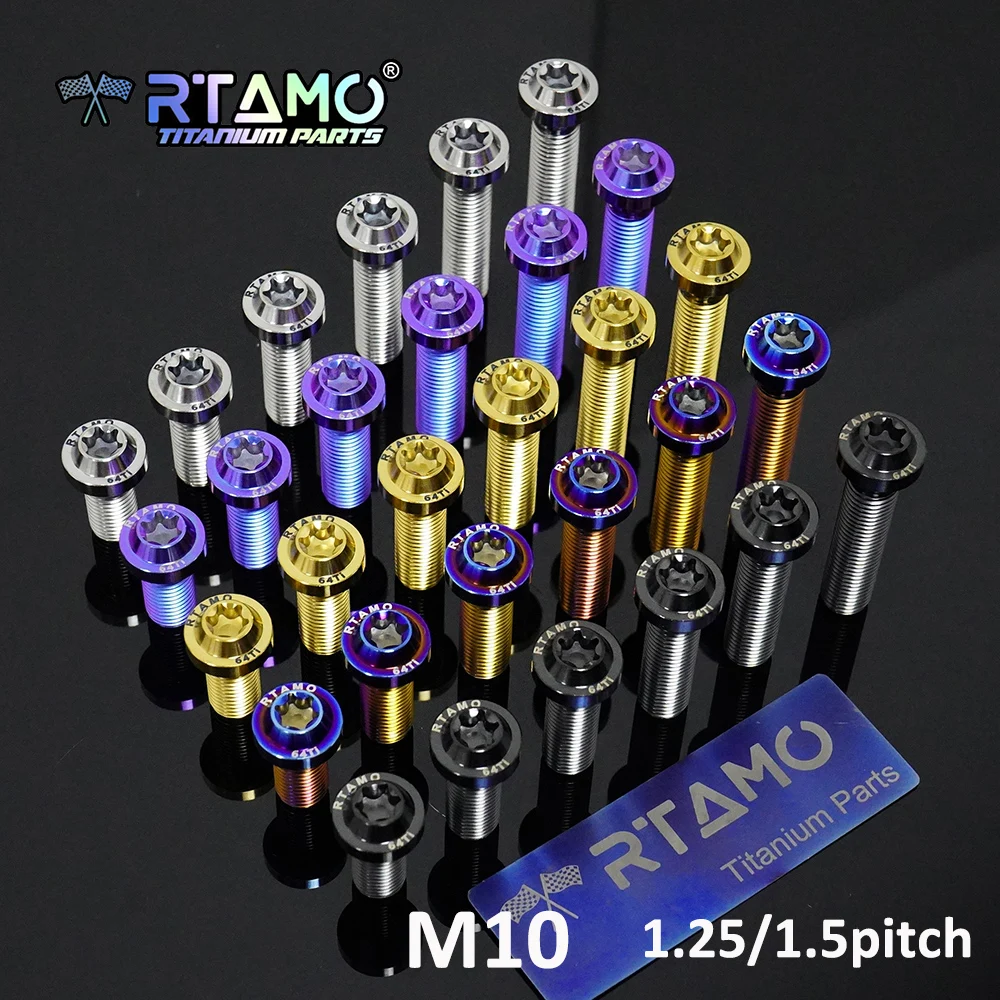 

RTAMO Titanium Bolt M10X20/25/30/35/40/45/50/55/60 1.25/1.5 Pitch UFO Head Forged for Bicycle Motorcycle Modification Ti Screws
