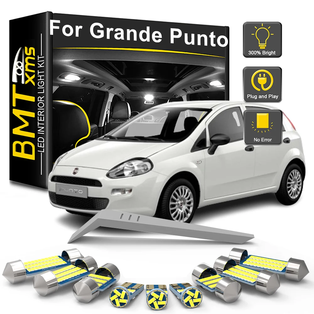 

BMTxms 10 шт. автомобильный светодиодный комплект внутренних ламп для Fiat Grande Punto 2005-2007 2008 2009 2010 2011 2012 аксессуары для автомобильных ламп