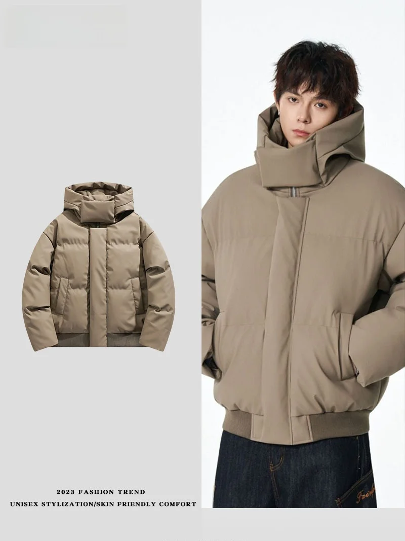 

LPLN American Sle с высоким воротником, теплая хлопковая куртка, мужская зимняя свободная повседневная базовая верхняя одежда с хлебом, морозостойкая верхняя одежда