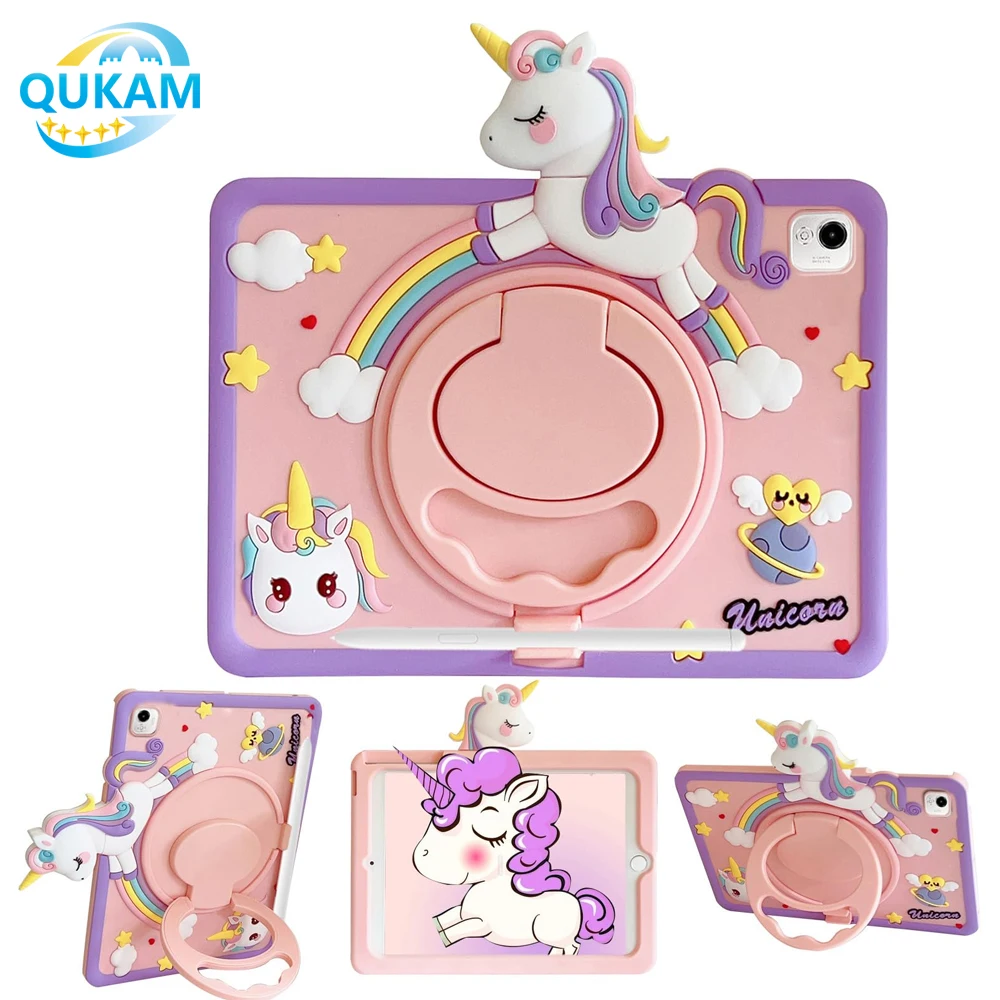 

QUKAM Новый 2025 милый чехол для iPad для iPad 9 8 7-го поколения Air 2 3 4 5 10,9 2022 Mini 6 Pro 11 Детский защитный чехол для планшета с героями мультфильмов