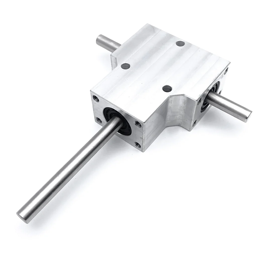 

Heavy-Duty Spiral Bevel Gearbox 8MM Double Output Shaft 1:1 90° Angle Device Waterproof Aluminium Case