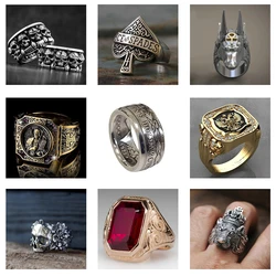 New Domineering Retro Fashion Men and Women A Variety of Mixed Punk Trend Ring Personality Street Niche Party Ring JewelleryGift