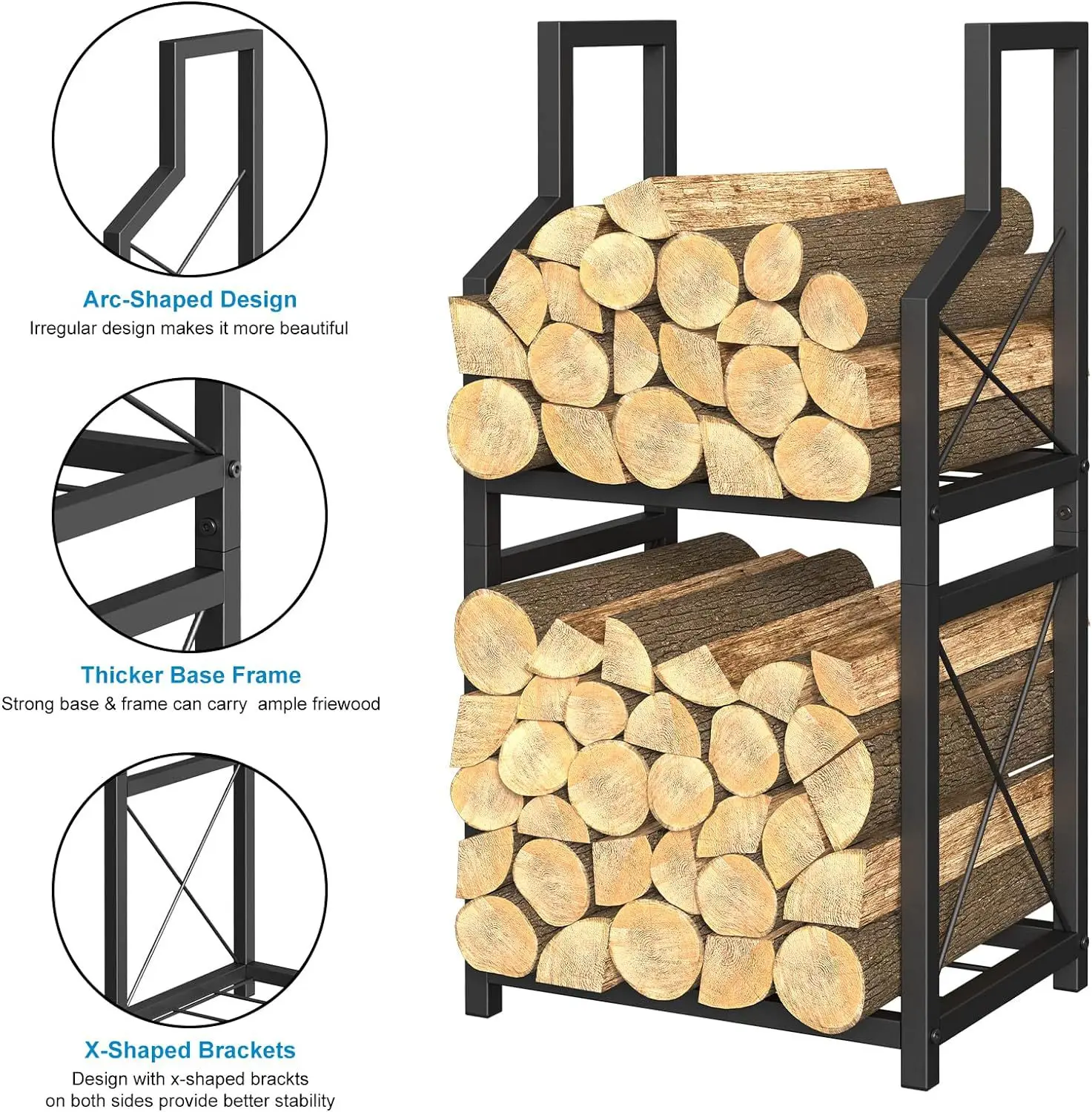 Cross border double layer firewood rack, multi-layer fire log storage rack, stacking rack, indoor and outdoor log storage rack,