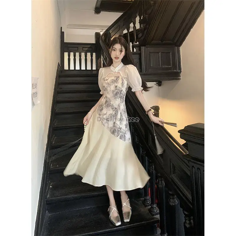 

2024 new chinese style qipao dress women elegant casual daily cheongsam dress daily aodai cheongsam improved modern qipao