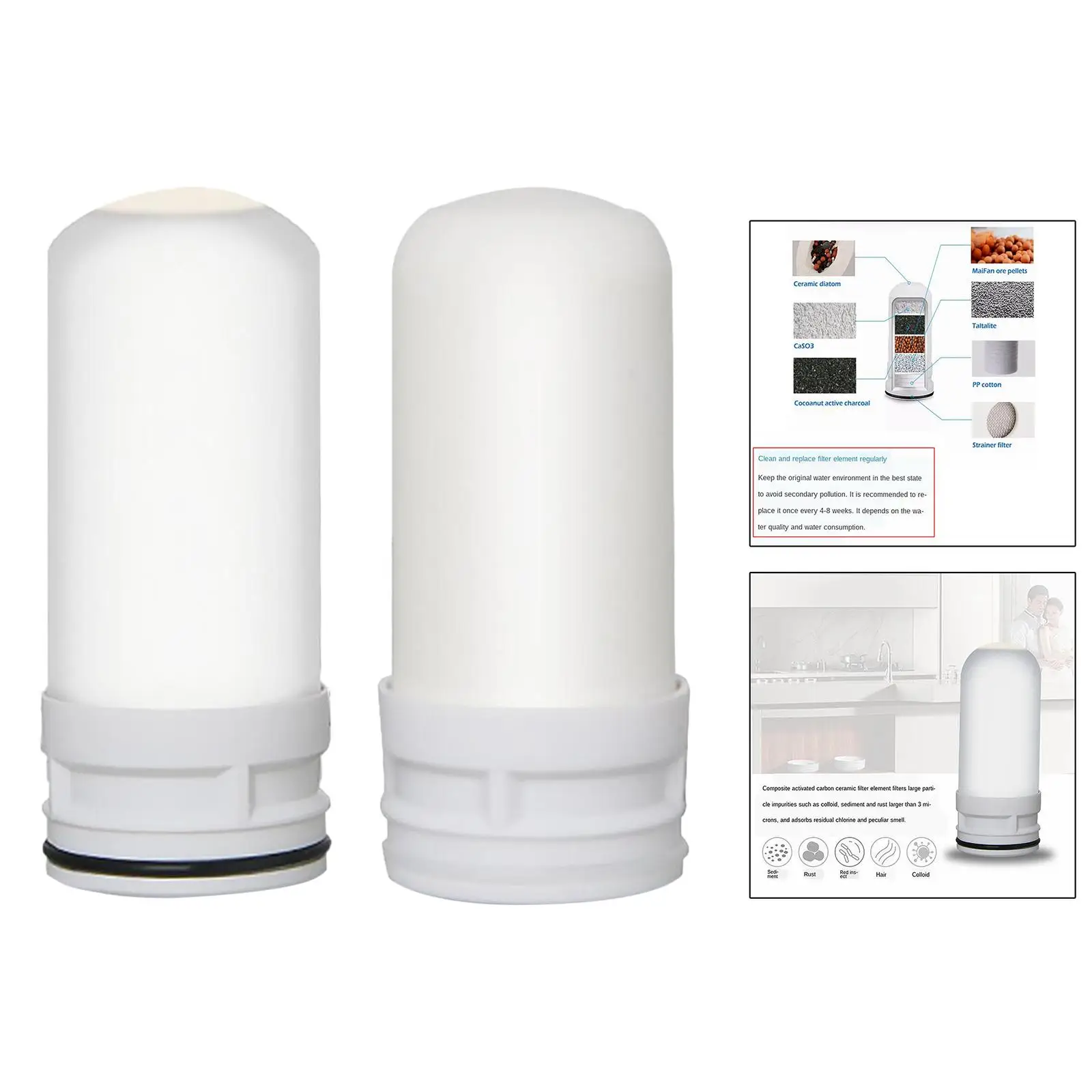 Faucet Tap Water Filter Cartridge for Kitchen Bathroom Durable Use