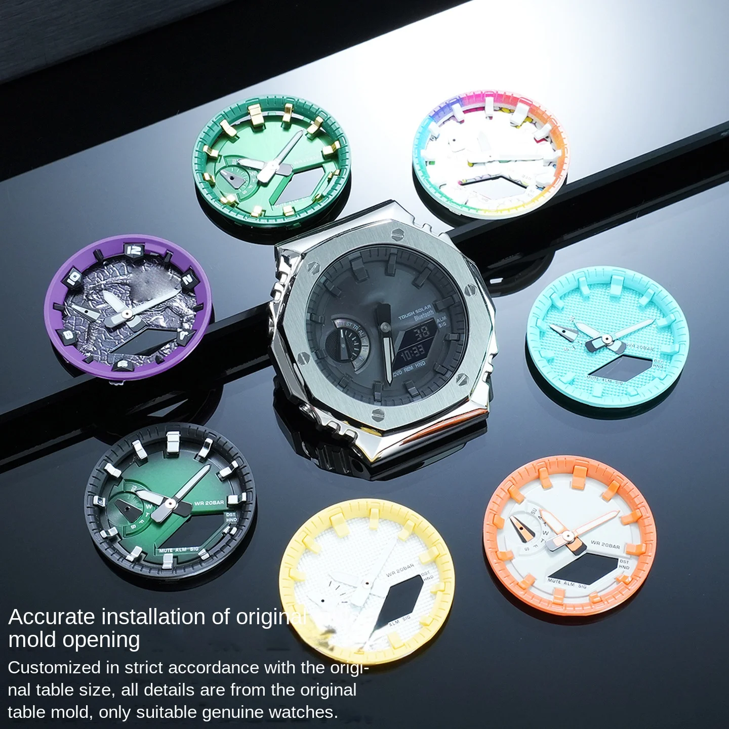 GA2100 Mod Kit for Casioak Mod 5611 GA-2100 GA-2110 Watch,DIY Metal Dial Index Ring Bezel Hour Marker pointer Upgrade Kit