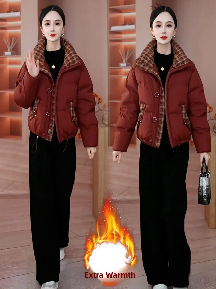 겨울 신상 캐주얼 여성 다운 코튼 재킷 스탠드 칼라 보온 강화 코튼 엄마 옷 한국 스타일 루즈핏