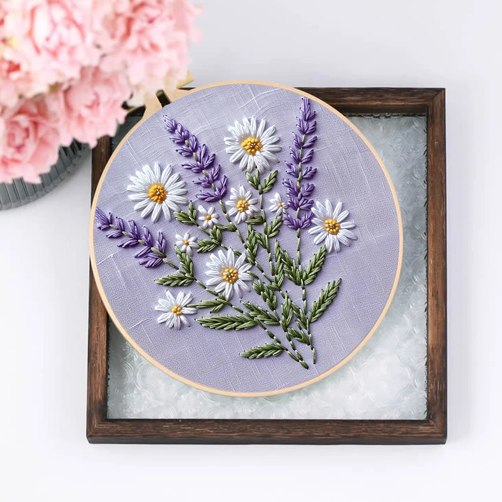 

Lavender Cross Stitch Kit DIY Printed Embroidery Set for Beginners Gifts 30x30cm
