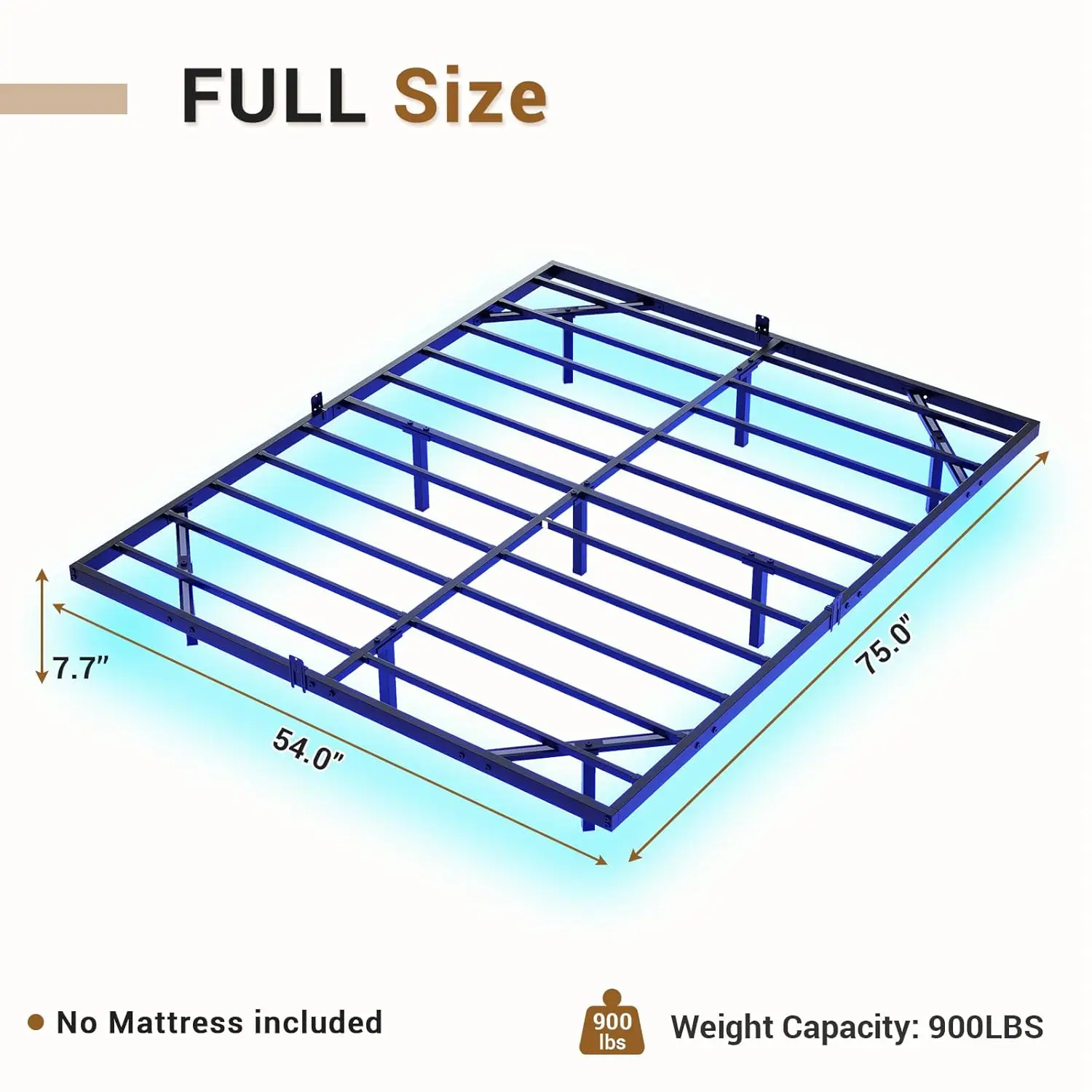Floating Bed Frame Full Size with LED Lights, Metal Platform Full Bed, No Box Spring Needed, Easy to Assemble (Full), Customized view 2
