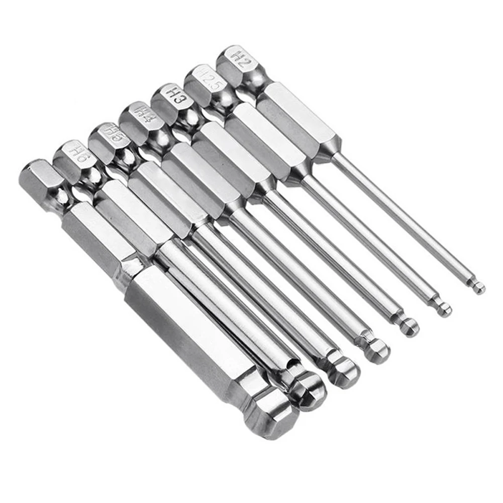 1PC Screwdriver Bit Ball End Hex H2/2.5/3/4/5/6/8 Metric Hex Bit 65mm Long Magnetic Driver Bit Household Hand Tools