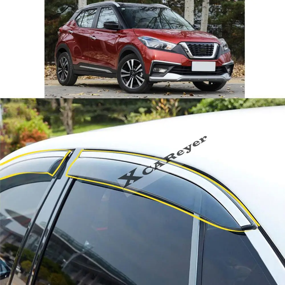 

For NISSAN KICKS 2017 2018 2019 2020 2021 Car Body Styling Sticker Plastic Window Glass Wind Visor Rain/Sun Guard Vent Parts