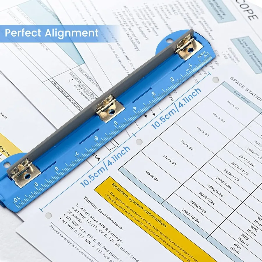 Penghancur Kertas Portabel 3 Lubang untuk Binder Ring dengan Penggaris Terintegrasi Kapasitas Hingga 5 Lembar Ideal untuk Penggunaan di Kantor dan Sekolah Tahan Lama Biru