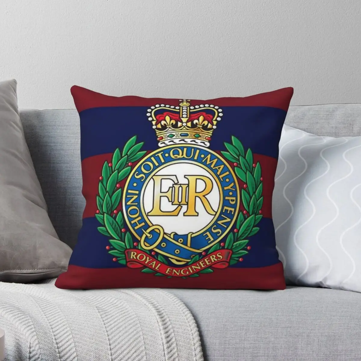 Royal Engineers Cap Badge Square Pillowcase Polyester Linen Velvet Printed Zip Decor Pillow Case Car Cushion Cover